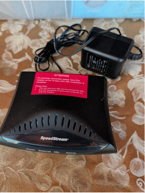 SpeedStream 5100 ADSL Modem 060-E141-A02 Black Ethernet Power Supply